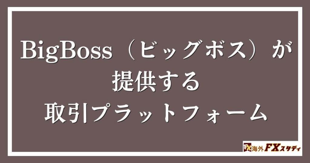 BigBoss（ビッグボス）が提供する取引プラットフォーム