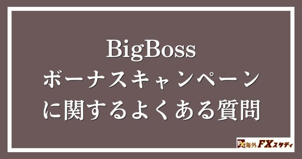 BigBossボーナスキャンペーンに関するよくある質問