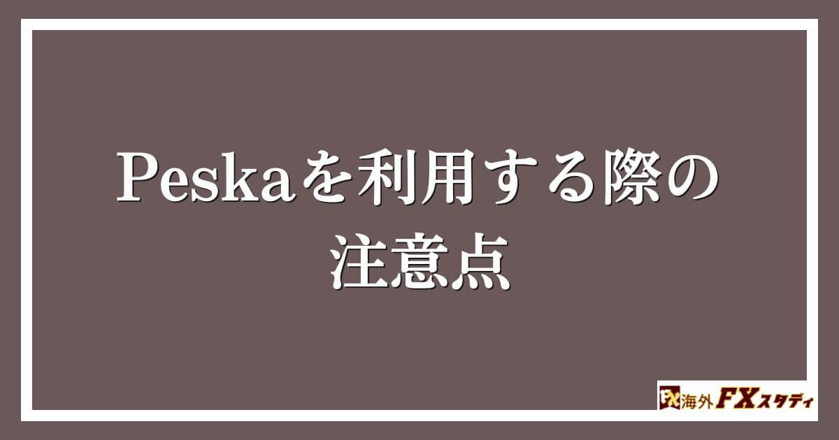 Peskaを利用する際の注意点